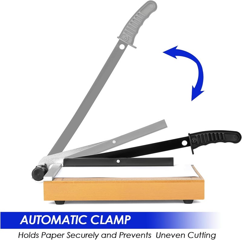 CREGEAR Paper Cutter, 12" Wood Guillotine Paper Trimmer, 12 Sheet Capacity, Heavy Duty Paper Slicer with Adjustable Guide, Safety Guard and Blade Lock - Image 5